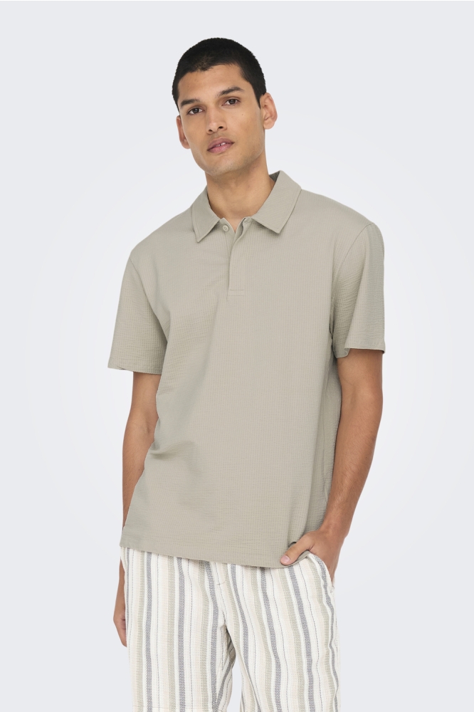 ONSKIAN LIFE REG SEERSUCKER SS POLO 22028694 SILVER LINING
